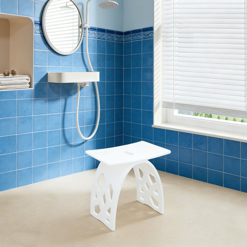 Acrylic Shower Stool, Heavy Duty Bathroom Bench, Bath Stool With Water Leaking Channel, White