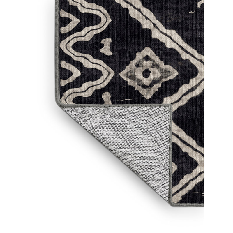 Machine Washable Gray Area Rug, Rectangle 6' x 9'
