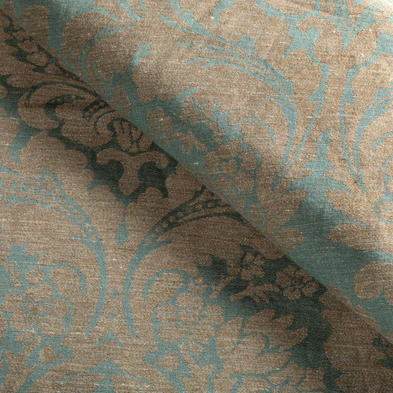 Acanthus Damask Fabric, Blue