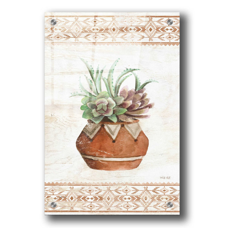 «Southwest Terracotta Succulents II» par Cindy Jacobs, art mural en verre acrylique, H 36 po x l 24 po x P 0,2 po