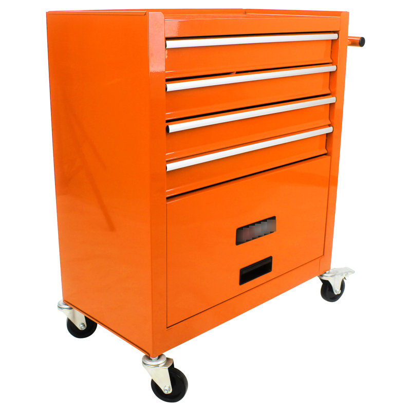 Chariot à outils à 4 tiroirs avec roulettes Orange, Orange