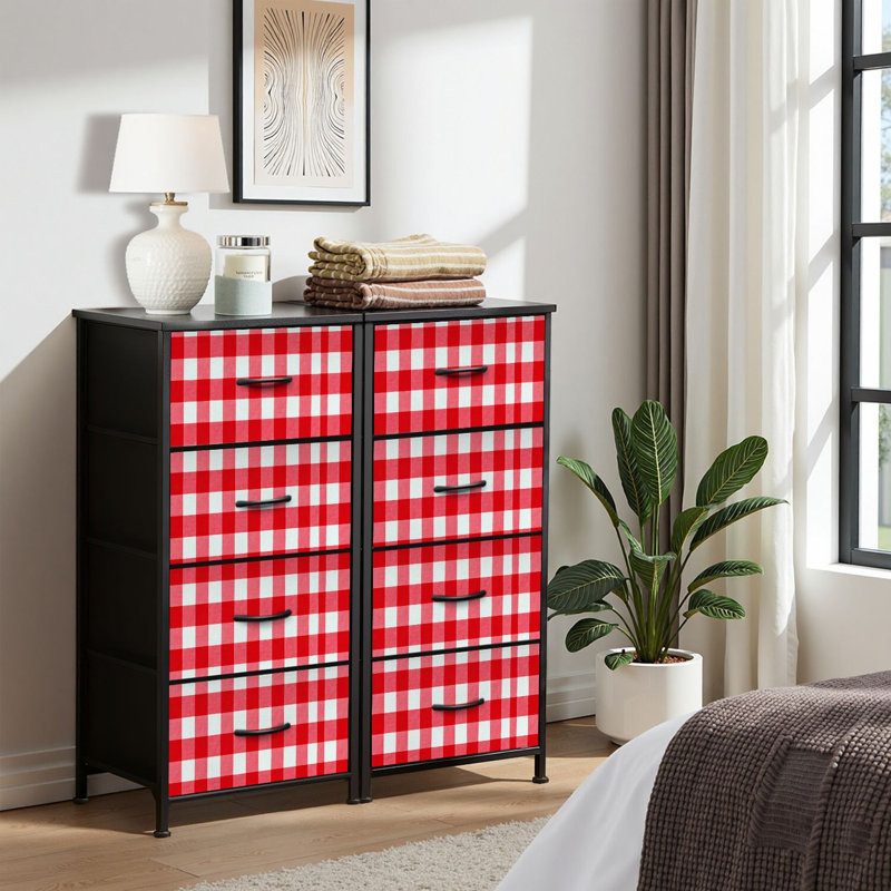 4 Drawer Dresser for Bedroom, Narrow Chest of Drawers, Wooden Top and Study Iron Frame 18"x37.5"-(WxH)