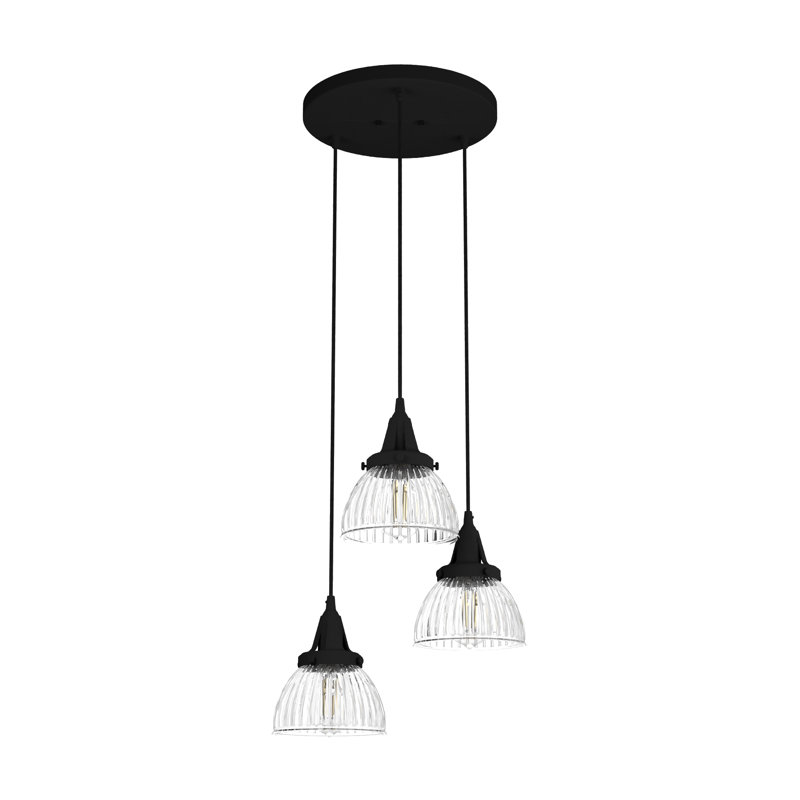Cypress Grove 3 - Light Cluster Bell Pendant, Natural Iron