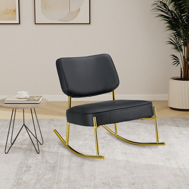 Petite chaise berçante rembourrée, Noir, noir, noir, noir