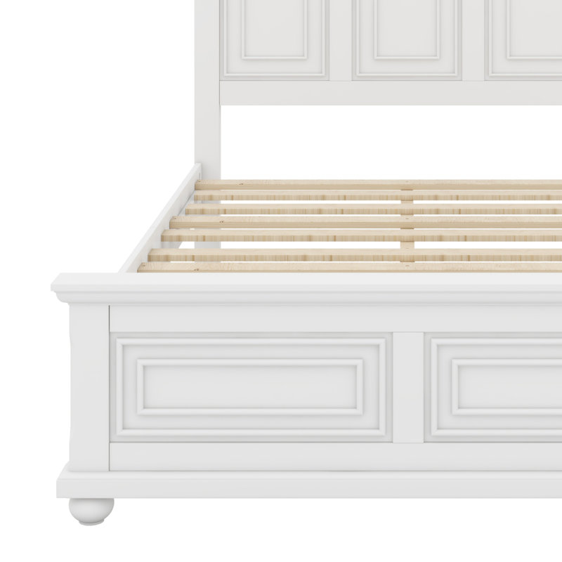 Lit traditionnel traditionnel style campagne et campagne, Grand lit, blanc