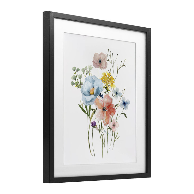 «Spring Meadow Wild Flowers», reproduction encadrée sous verre, conception de Livi Finn, 16" H x 13" W