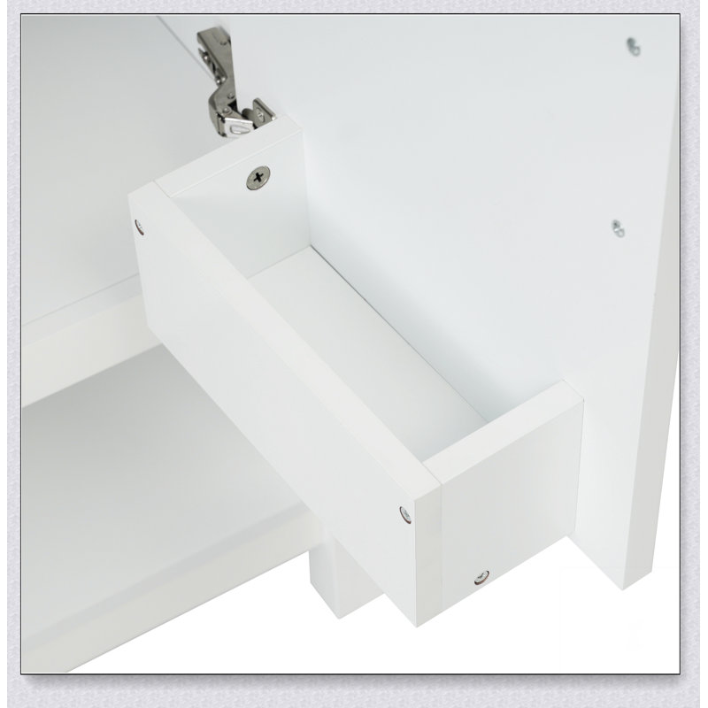 Meuble-lavabo de salle de bain avec lavabo en céramique et rangement polyvalent, Blanc
