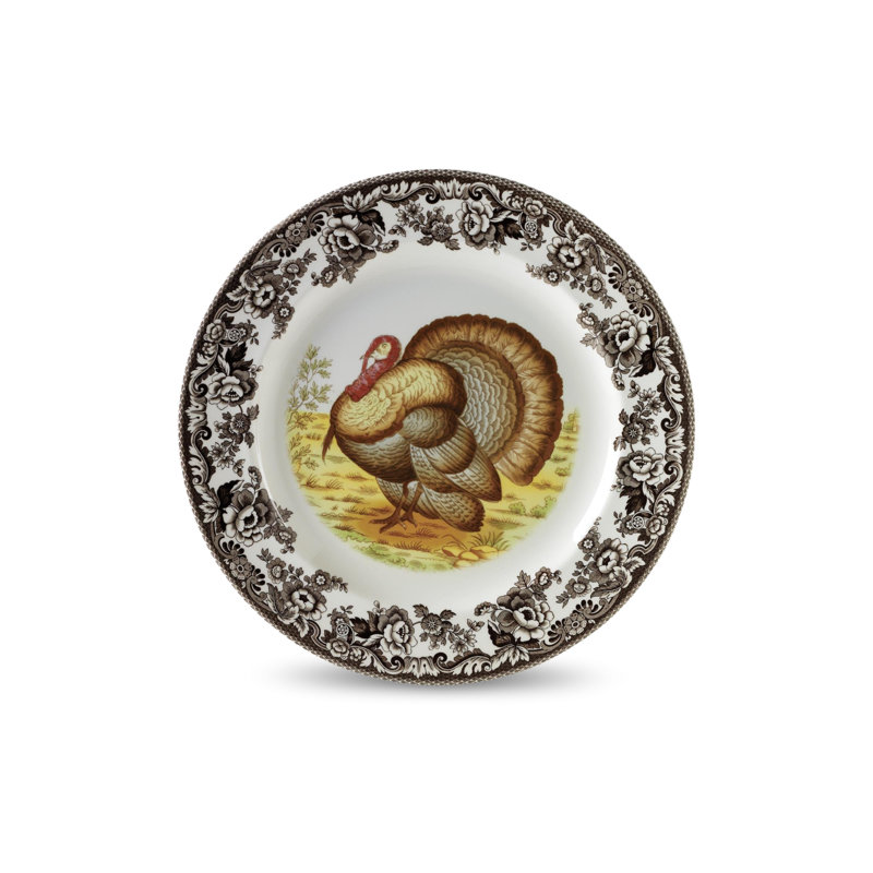 Plat de service rond Spode Woodland, Turquie - brun / blanc