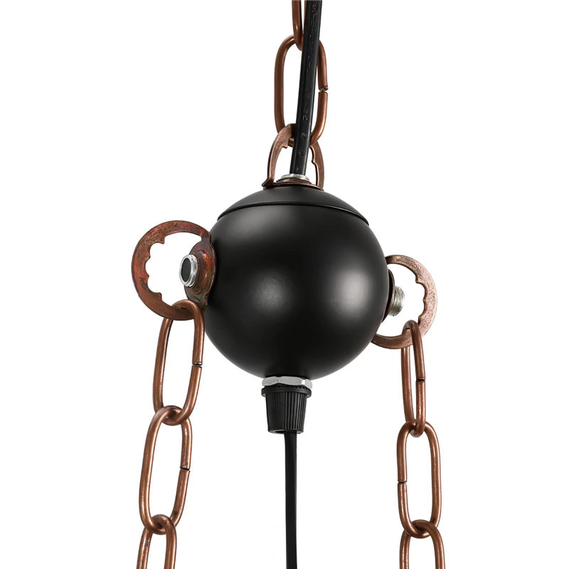 Lustre rustique en bois et métal à 3 lumières Ammber
