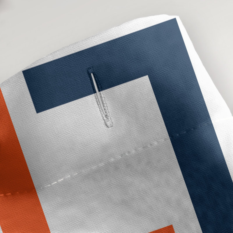 Rideau de douche géométrique simple, Blanc / orange / bleu