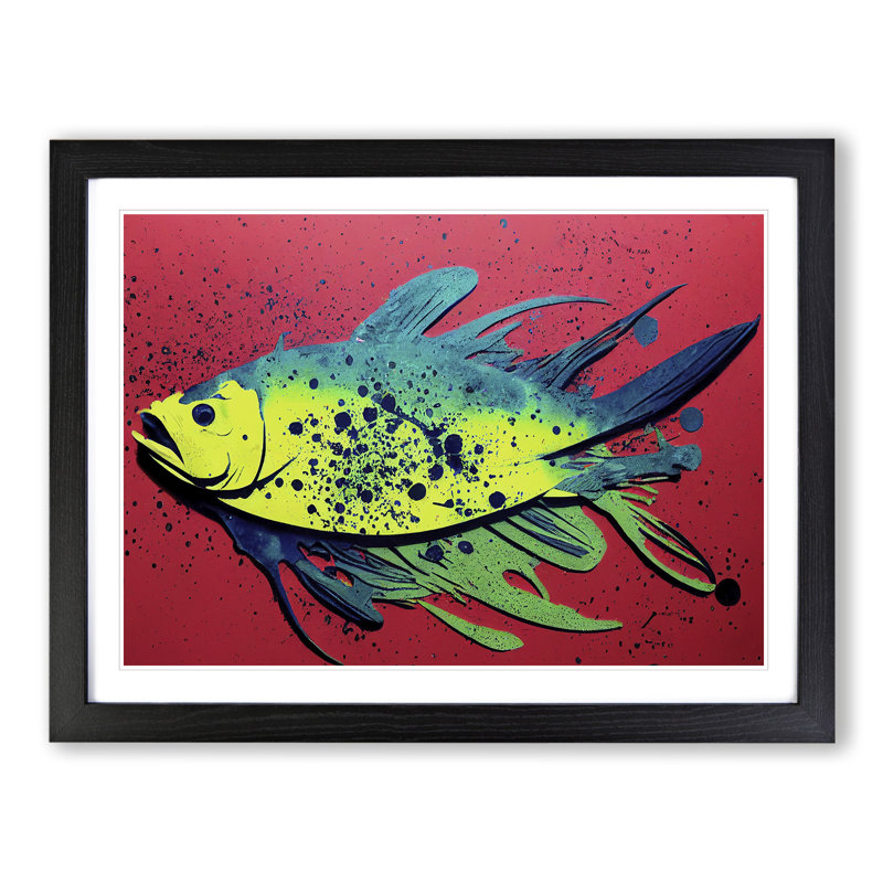 XH1022-3868X Fish Splash Vol.3 Abstract - Single Picture Frame Print, 46cm H x 64cm W x 2cm D, Black
