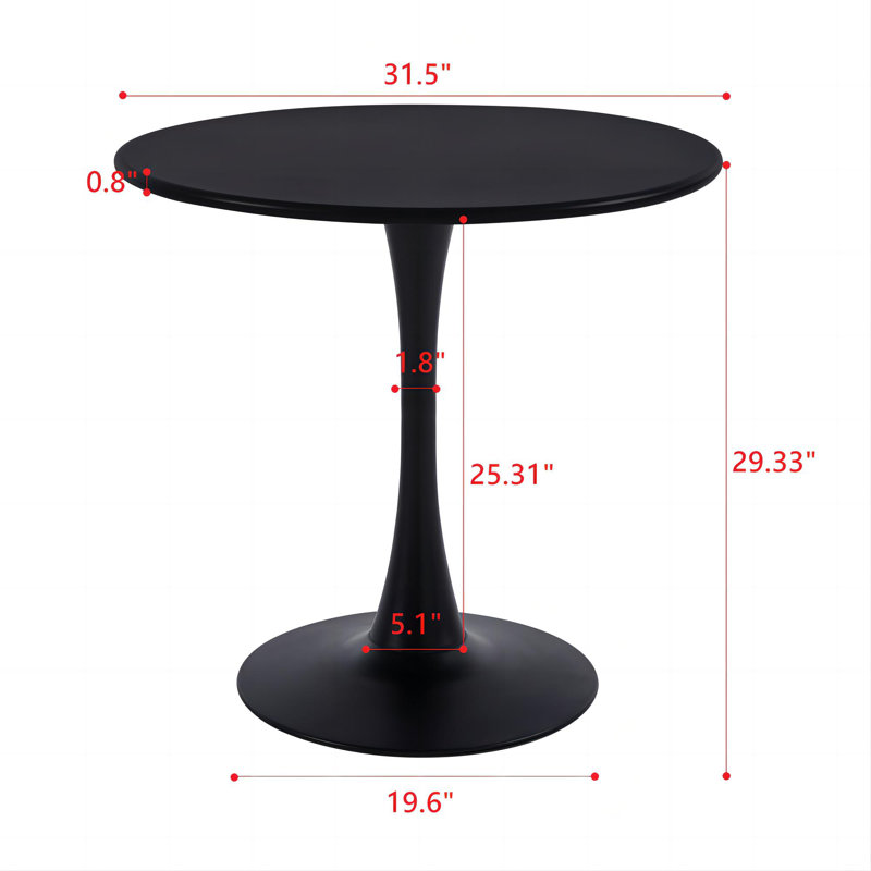Menk Round Metal Dining Table, Black