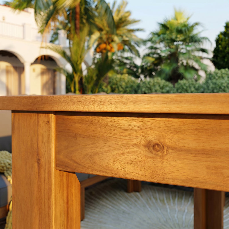 Ensemble de canapé d'extérieur en bois d'acacia 4 pièces avec table basse et coussins beiges - aspect teck, Gris