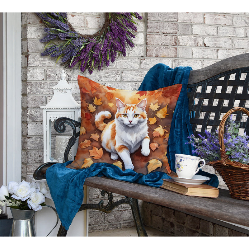 Coussin Turkish Van Cat in Fall Leaves, Carré 18 po