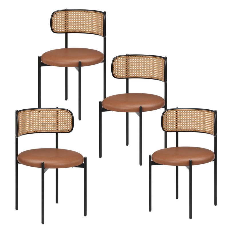 Chaise d'appoint rembourrée en similicuir, Brun