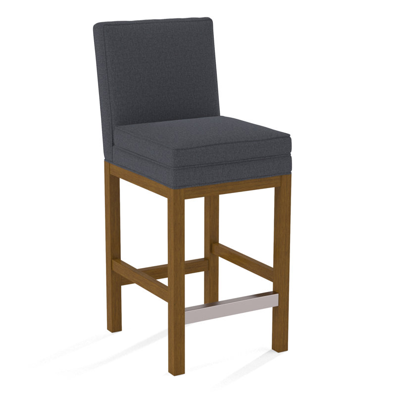Upholstered Stool, Havana Finish, White Sugar Performance; 0863-91