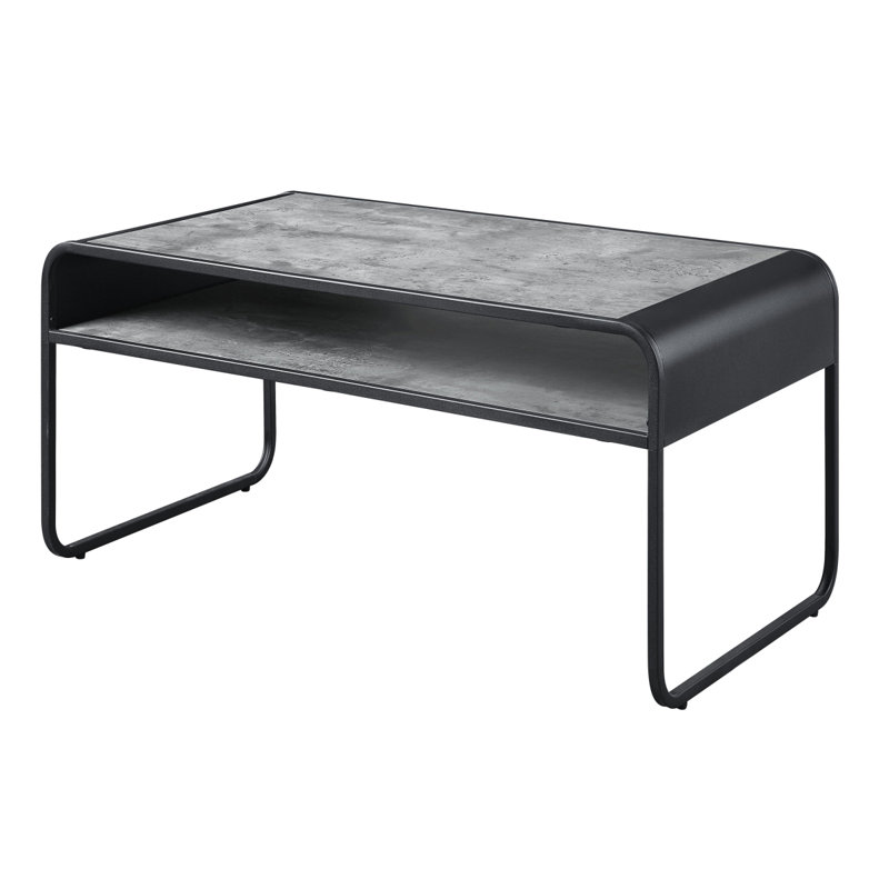 Table basse à 1 tablette en béton gris et noir