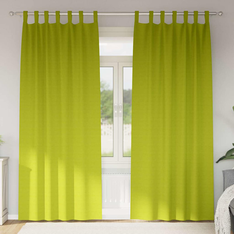 Curtains With Curtains 2 Pcs Polyester, 245cm Width x 140cm Drop, Green