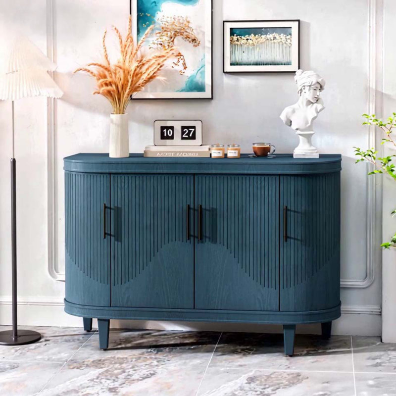 Buffet décoratif moderne incurvé de 47,2 pouces Modern, Bleu