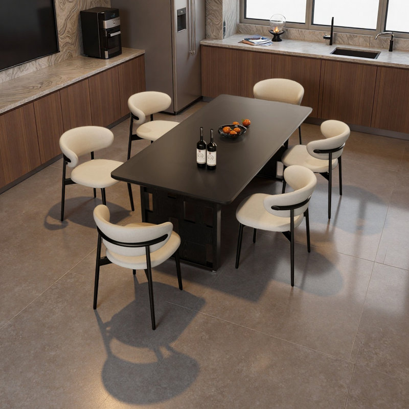 Stylish and Elegant Dining Table, 29.52" H x 62.99" W x 31.49" D, 7 Pieces: Table, 6 Chairs