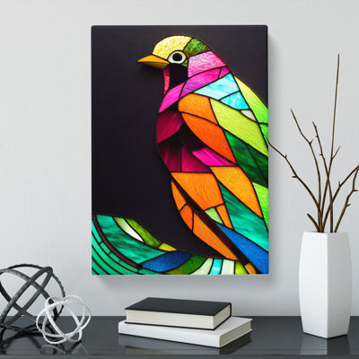 Bird Stained Glass - Wrapped Canvas