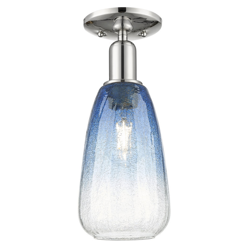 Plafonnier semi-encastré 1 lumière 6 "Downtown Urban - Baxter , Nickel poli, Bleu saphir