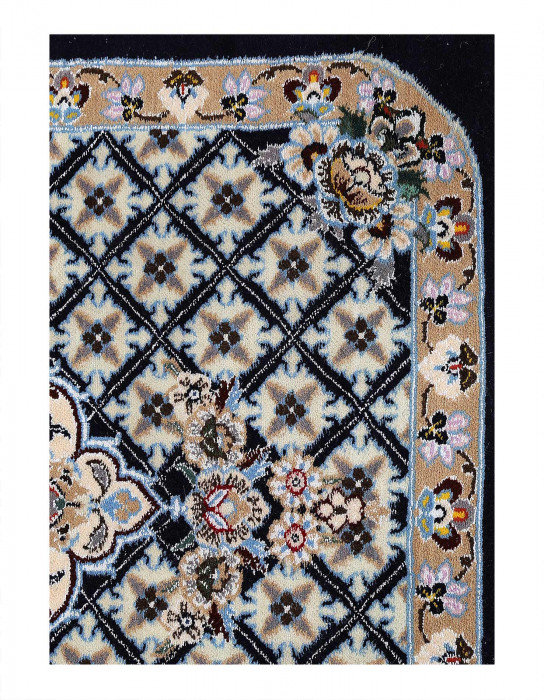 Tapis unique en laine et soie 2 pi x 3 pi Elliona