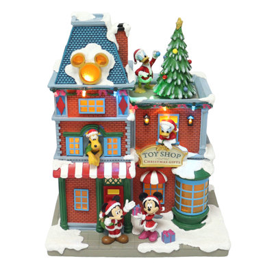 11,5 "H Disney Toy Shop - lumières DEL, musique, pile - résine peinte à la main