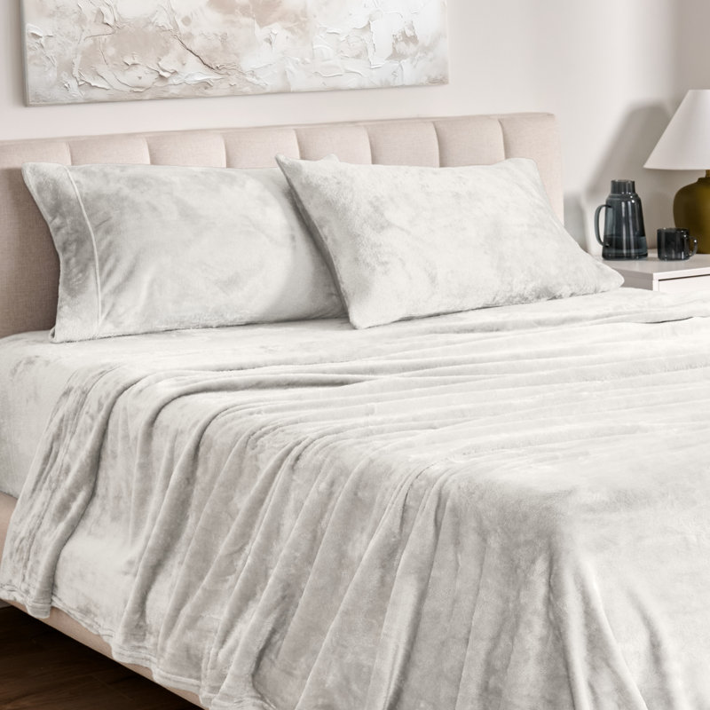 Ensemble de draps Microplush, Crème, Ensemble de draps pour très grand lit + un drap-h