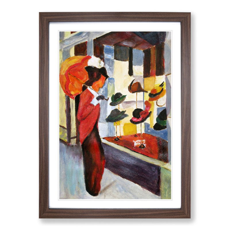 Woman by the Hat Shop by August Macke - Picture Frame Painting, 36cm H x 27cm W x 2cm D, Walnut Framed