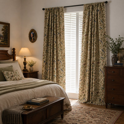 Polyester Exquiste Pattern Print Curtains 2 Panel