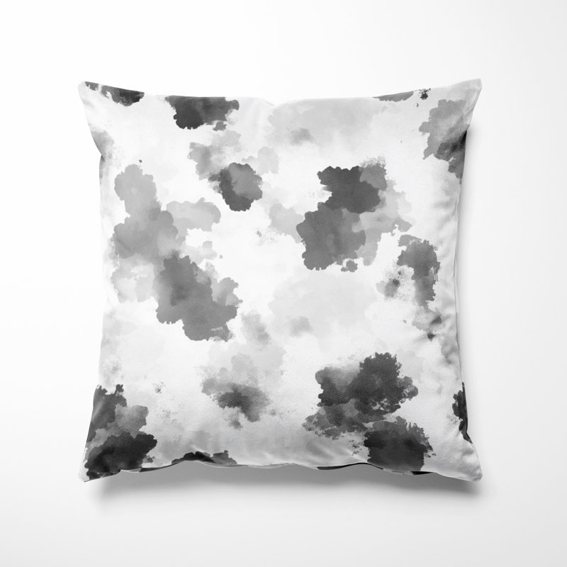 Coussin décoratif moderne moderne - Coussin à imprimé abstrait noir et blanc, H 18 po x l 18 po