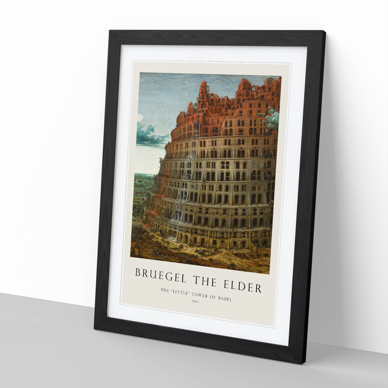 The Tower of Babel by Pieter Bruegel the Elder - Picture Frame Painting, 48cm H x 36cm W x 2cm D, Black Framed