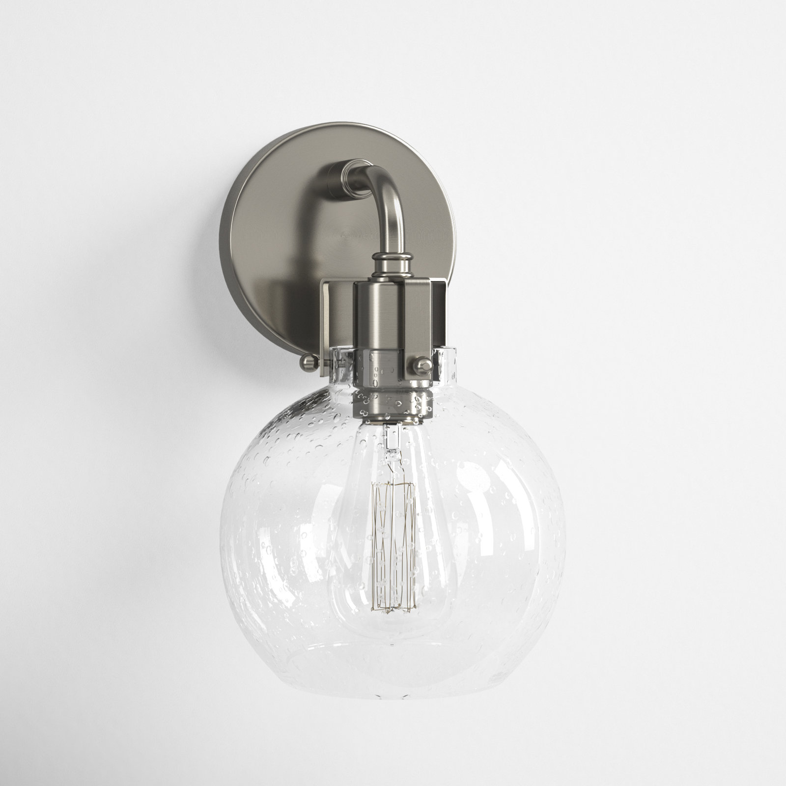 Byrne Single Light Dimmable Armed Sconce, Satin Nickel