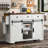 53.7" Farmhouse Kitchen Island With Power Outlet (Not Include Stools)
