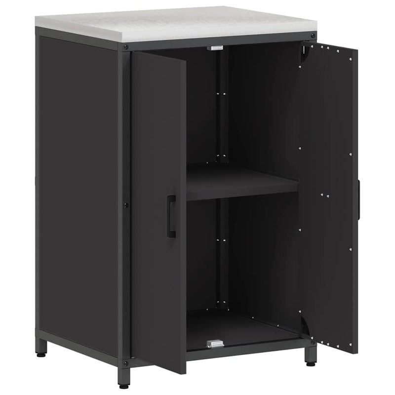 Storage Kitchen Cabinet Set, 92cm H x 60cm W x 50cm D, Black
