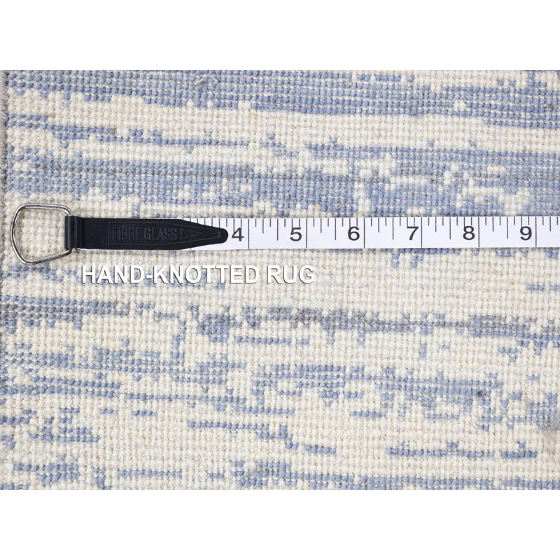 Tapis ivoire noué à la main de conception unique 2 pi x 2 pi 1 po nouvel âge Vinona