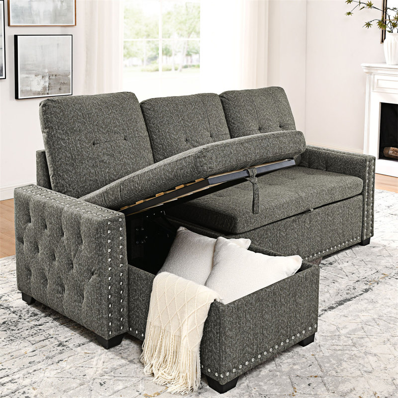 Canapé-lit modulaire avec méridienne de rangement double