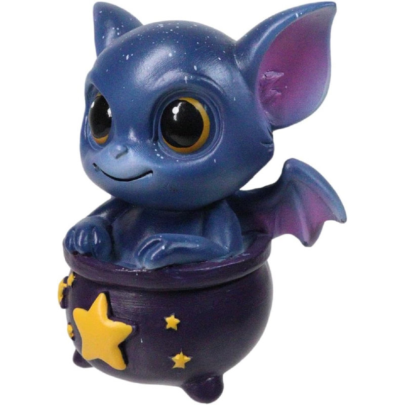 Figurine petit bébé diake bleu Pape Drake Potion assis dans un chaudron