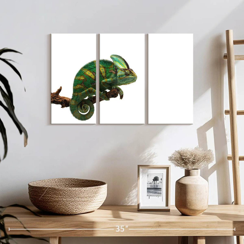 Green Veiled Chameleon, 28" H x 45" W