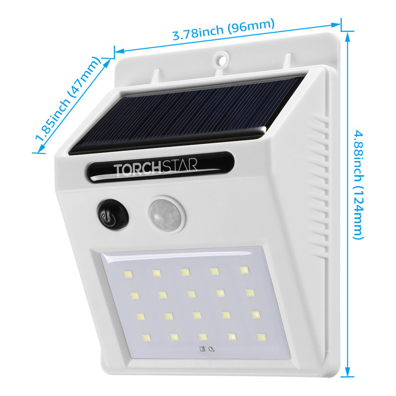 Polyvalent LED Solar Powered Motion Sensor Wall Light, Security Wall Lamps for Patio Garage Corridor, White