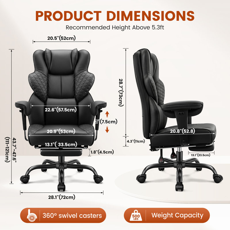 Chaise de bureau ergonomique avec repose-pieds Murva, Noir