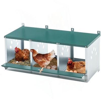 Boîtes de nidification en métal pour poulet, boîte de nidification à 3 compartiments, boîtes de nidification en acier galvanisé pour poules, facile à assembler