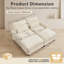 Canapé modulable 2 places d'inspiration cottage, en chenille à volants, avec 2 poufs, dossier capitonné et accoudoirs arrondis, beige-1269377380