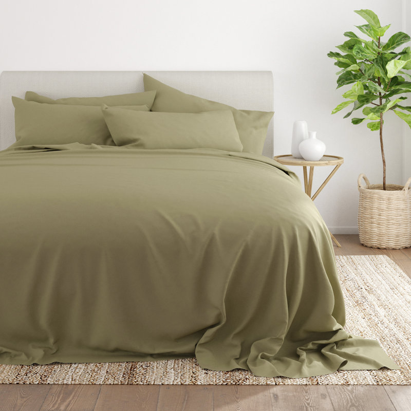 Ensemble de draps ultra-doux double brossé 6 pièces - Pochette profonde, infroissable, literie résistante à la décoloration