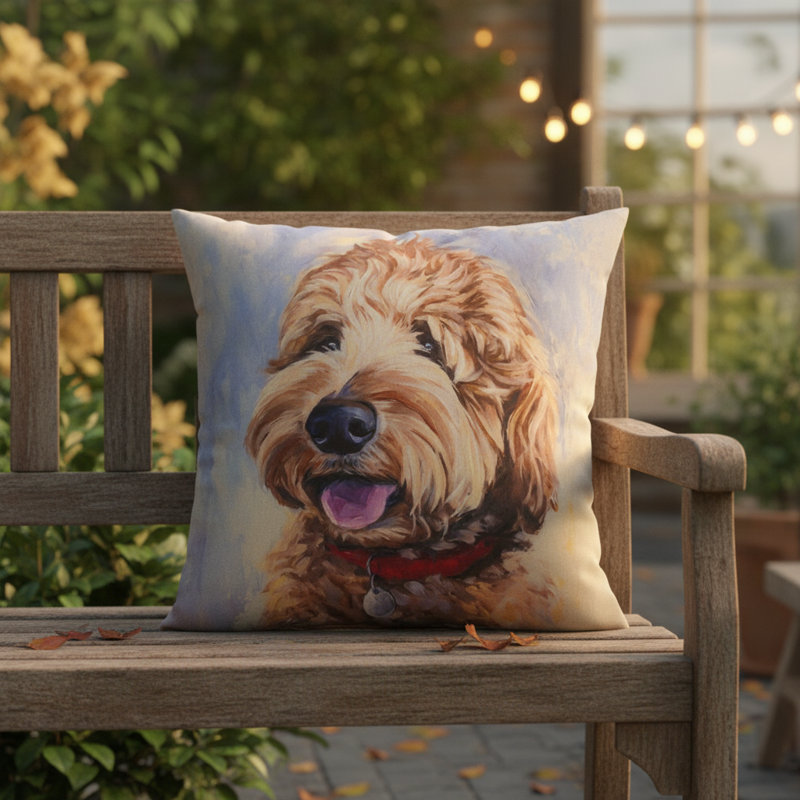 Oreiller décoratif manuel d'extérieur 18 po x 18 po Doodle Climaweave