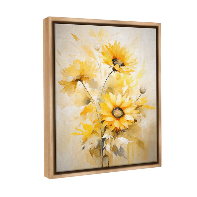 Art mural «Mlever Yellow Bunches» par Ramona Murdock, H 31 po x l 25 po, Cadre flottant orme Montalcino