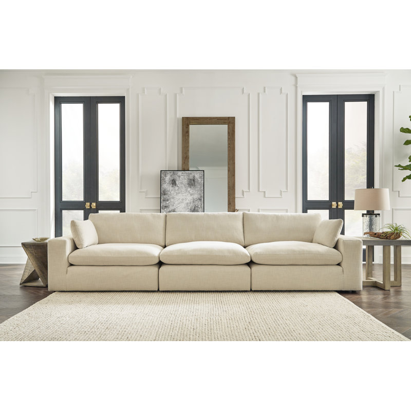 Elyza Upholstered 144'' Sofa, Ivory