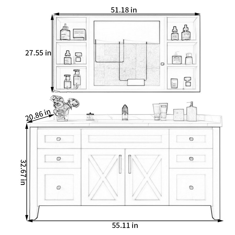 American style solid wood bathroom cabinet