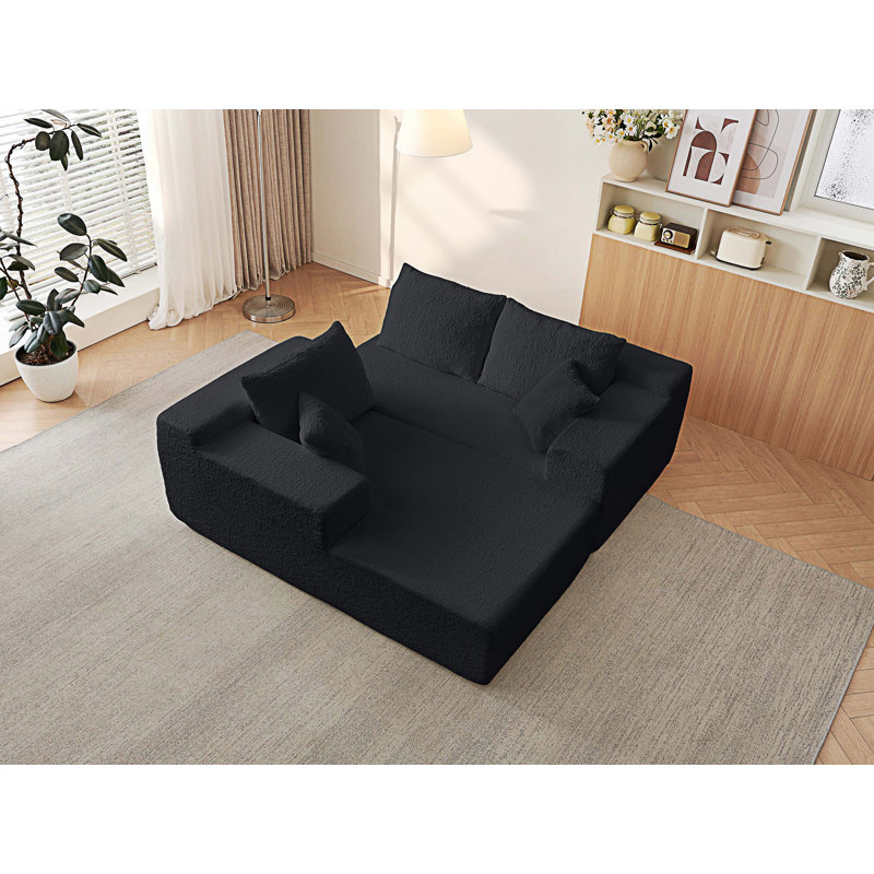 Canapé modulaire Cloud avec méridienne en L, canapé modulaire moderne avec assise profonde, canapé rembourré, Noir